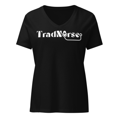 womens relaxed v neck t shirt solid black blend front 68cdeac37830a